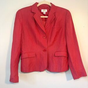 Talbots red silk linen blazer jacket